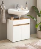 Waschbeckenunterschrank Center in wei und Wotan Eiche Badezimmer Unterschrank 60 cm