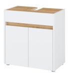Waschbeckenunterschrank Center in wei und Wotan Eiche Badezimmer Unterschrank 60 cm