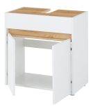 Waschbeckenunterschrank Center in wei und Wotan Eiche Badezimmer Unterschrank 60 cm