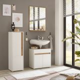 Badmbel Set 3-teilig Center in wei und Wotan Eiche Badkombination 114 cm