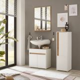 Badmbel Set 3-teilig Center in wei und Wotan Eiche Badkombination 114 cm