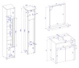 Badmbel Set 3-teilig Center in wei und Wotan Eiche Badkombination 114 cm