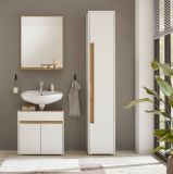 Badmbel Set 3-teilig Center in wei und Wotan Eiche Badkombination 114 cm