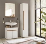 Badmbel Set 3-teilig Center in wei und Wotan Eiche Badkombination 114 cm