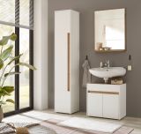 Badmbel Set 3-teilig Center in wei und Wotan Eiche Badkombination 114 cm