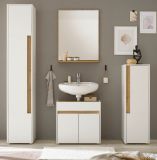 Badmbel Set 4-teilig Center in wei und Wotan Eiche Badkombination 168 cm