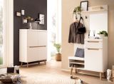 Garderobe Set 2-teilig Isgard in wei matt und Scandi Eiche Garderobenkombination skandinavisch 227 x 197 cm