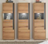 Schrank Set 3-teilig Center in Evoke Eiche und grau Wohnkombination 3 x Vitrine 190 x 155 cm