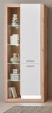 Vitrine Rivian in wei matt und Evoke Eiche Vitrinenschrank 80 x 195 cm
