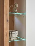 Vitrine Rivian in wei matt und Evoke Eiche Vitrinenschrank 80 x 195 cm