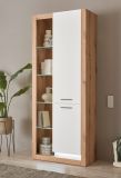 Vitrine Rivian in wei matt und Evoke Eiche Vitrinenschrank 80 x 195 cm