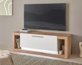 TV-Lowboard Rivian in wei matt und Evoke Eiche TV Unterteil 150 x 49 cm