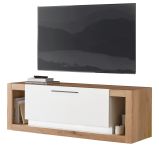 TV-Lowboard Rivian in wei matt und Evoke Eiche TV Unterteil 150 x 49 cm