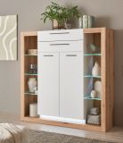 Highboard Rivian in wei matt und Evoke Eiche Kommode 141 x 139 cm