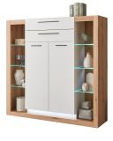 Highboard Rivian in wei matt und Evoke Eiche Kommode 141 x 139 cm