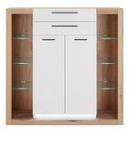 Highboard Rivian in wei matt und Evoke Eiche Kommode 141 x 139 cm