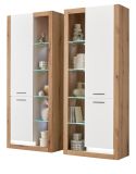 Vitrine Set 2-teilig Rivian in wei matt und Evoke Eiche 2 x Vitrinenschrank 180 x 195 cm
