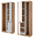 Vitrine Set 2-teilig Rivian in wei matt und Evoke Eiche 2 x Vitrinenschrank 180 x 195 cm