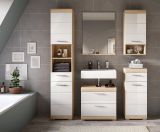 Badezimmer Waschbeckenunterschrank Mambo in wei Hochglanz und Sonoma Eiche Badschrank 60 cm