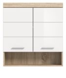 Badezimmer Hngeschrank Mambo in wei Hochglanz und Sonoma Eiche Badschrank hngend 74 x 79 cm