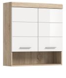 Badezimmer Hngeschrank Mambo in wei Hochglanz und Sonoma Eiche Badschrank hngend 74 x 79 cm