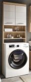 Waschmaschinenschrank Mambo in wei Hochglanz und Sonoma Eiche Waschmaschinen berbau 63 x 191 cm