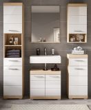 Badmbel Set 5-teilig Mambo in wei Hochglanz und Sonoma Eiche Badkombination 164 x 191 cm