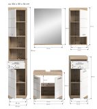Badmbel Set 5-teilig Mambo in wei Hochglanz und Sonoma Eiche Badkombination 164 x 191 cm
