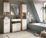 Badmbel Set 5-teilig Mambo in wei Hochglanz und Sonoma Eiche Badkombination 164 x 191 cm