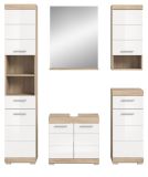 Badmbel Set 5-teilig Mambo in wei Hochglanz und Sonoma Eiche Badkombination 164 x 191 cm