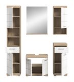 Badmbel Set 5-teilig Mambo in wei Hochglanz und Sonoma Eiche Badkombination 164 x 191 cm