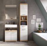 Badmbel Set 3-teilig Mambo in wei Hochglanz und Sonoma Eiche Badkombination 112 x 191 cm