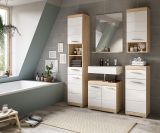 Badmbel Set 3-teilig Mambo in wei Hochglanz und Sonoma Eiche Badkombination 112 x 191 cm