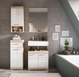 Badmbel Set 4-teilig Mambo in wei Hochglanz und Sonoma Eiche Badkombination 112 x 191 cm