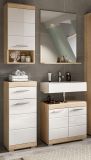 Badmbel Set 4-teilig Mambo in wei Hochglanz und Sonoma Eiche Badkombination 112 x 191 cm