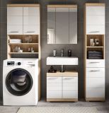 Badmbel Set 4-teilig Mambo in wei Hochglanz und Sonoma Eiche Badkombination 190 x 191 cm