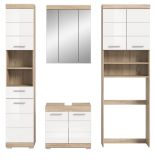 Badmbel Set 4-teilig Mambo in wei Hochglanz und Sonoma Eiche Badkombination 190 x 191 cm