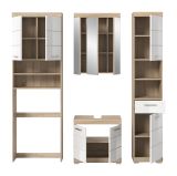 Badmbel Set 4-teilig Mambo in wei Hochglanz und Sonoma Eiche Badkombination 190 x 191 cm