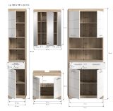 Badmbel Set 4-teilig Mambo in wei Hochglanz und Sonoma Eiche Badkombination 186 x 191 cm