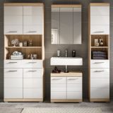 Badmbel Set 4-teilig Mambo in wei Hochglanz und Sonoma Eiche Badkombination 186 x 191 cm