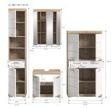 Badmbel Set 4-teilig Mambo in wei Hochglanz und Sonoma Eiche Badkombination 186 x 191 cm