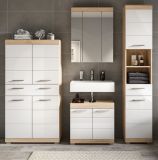 Badmbel Set 4-teilig Mambo in wei Hochglanz und Sonoma Eiche Badkombination 186 x 191 cm