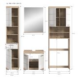 Badmbel Set 4-teilig Mambo in wei Hochglanz und Sonoma Eiche Badkombination 190 x 191 cm