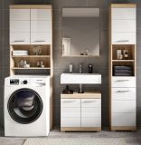 Badmbel Set 4-teilig Mambo in wei Hochglanz und Sonoma Eiche Badkombination 190 x 191 cm