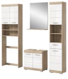 Badmbel Set 4-teilig Mambo in wei Hochglanz und Sonoma Eiche Badkombination 190 x 191 cm