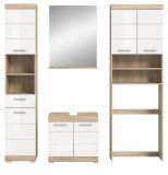 Badmbel Set 4-teilig Mambo in wei Hochglanz und Sonoma Eiche Badkombination 190 x 191 cm