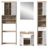 Badmbel Set 4-teilig Mambo in wei Hochglanz und Sonoma Eiche Badkombination 190 x 191 cm