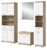 Badmbel Set 4-teilig Mambo in wei Hochglanz und Sonoma Eiche Badkombination 186 x 191 cm