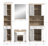 Badmbel Set 4-teilig Mambo in wei Hochglanz und Sonoma Eiche Badkombination 186 x 191 cm