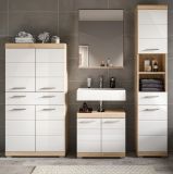 Badmbel Set 4-teilig Mambo in wei Hochglanz und Sonoma Eiche Badkombination 186 x 191 cm